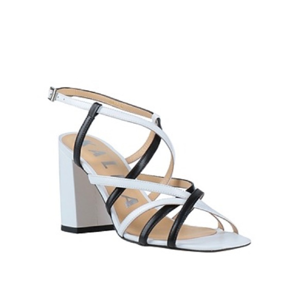 KALDA sz 38 white block heels, fits women us 7-7.5